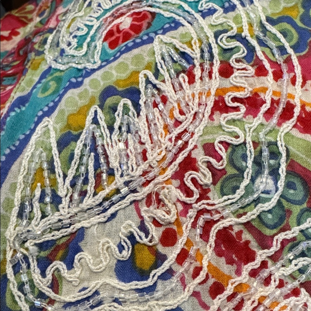 M195 // Bleu Bayou 100% Cotton Multicolored Floral Print Button Front Shirt // L - Picture 5 of 7